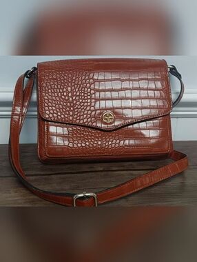 Giani Bernini Minimalist Croc-Embossed Minimalist Luxury Shoulder Bag